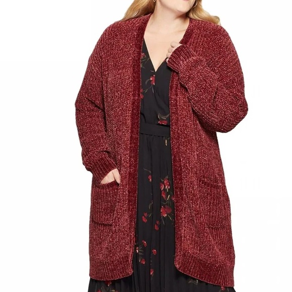 AVA & VIV Chenille Black Cardigan size 3X - Picture 5 of 5